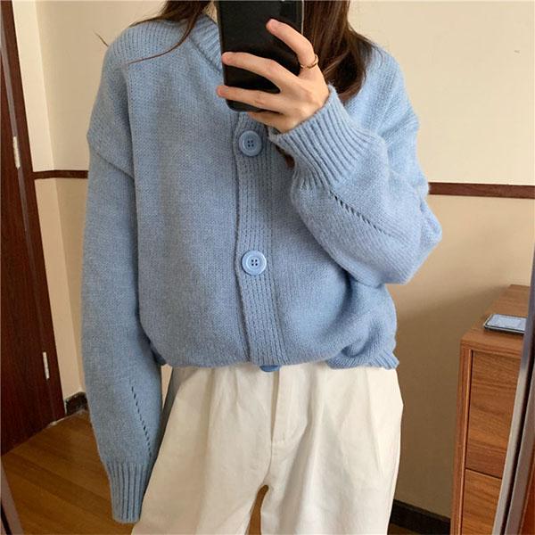 Autumn and Winter Round Neck Loose Solid Color Long-sleeved Sweater Female Student College Style All-match Blouse Sweater Women