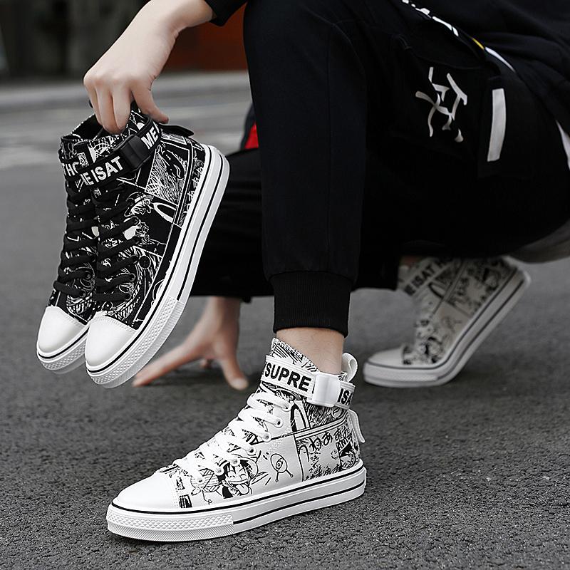 Unisex Shoes Canvas Shoes Lovers Shoes, Fashion Youth Casual Shoes High-top Scooter Shoes 35-44