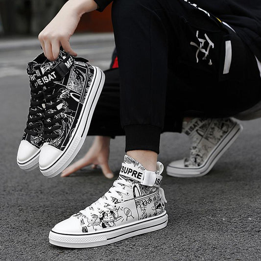Unisex Shoes Canvas Shoes Lovers Shoes, Fashion Youth Casual Shoes High-top Scooter Shoes 35-44