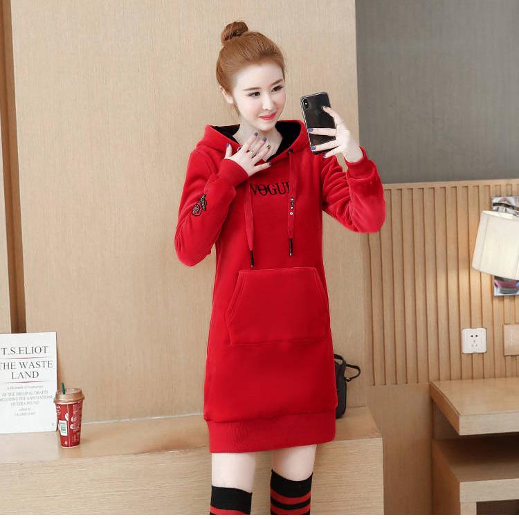 Winter Woman's Loose Sweatshirt Long sleeve Hooded clothes Wild Large size Casual coat keep warm