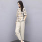 Cotton Loose Short-sleeved Round Neck Blouse Wide-leg Pants Suit Loose and Thin Casual Two-piece Female Temperament Elegant Suit