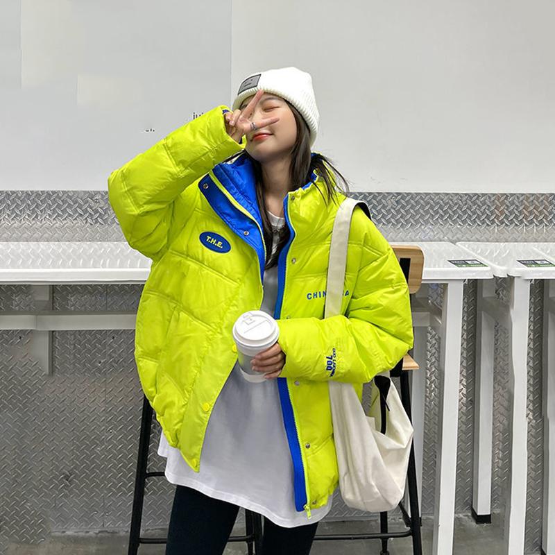 Glossy Short Women's Down Jacket Winter Korean Style Loose Cotton Clothes Casual Stand-collar Cotton Jacket