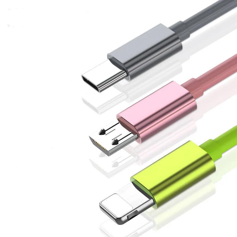 Three-in-one Data Cable 1m Long USB Car Data Cable Android Apple Type-C Connector Electronic Device Charging Cable
