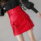 Leather Short Skirt Women's Autumn and Winter High-waisted PU Leather Skirt Loose A-line Skirt Is Thin Outer Wear
