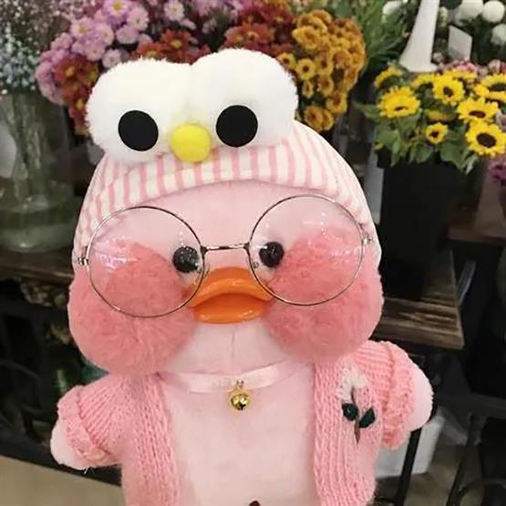 Cute Cartoon Big Eyes Duck Plush Toy Stuffed Soft Wear Cardigan Glasses Duck Doll Lovely Doll Pillow Birthday Gift for Kids