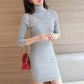 Autumn Women Bodycon Sheath Dress Sexy Knitted Cotton Long Sleeve 2019 Pure Casual Black Midi Dress