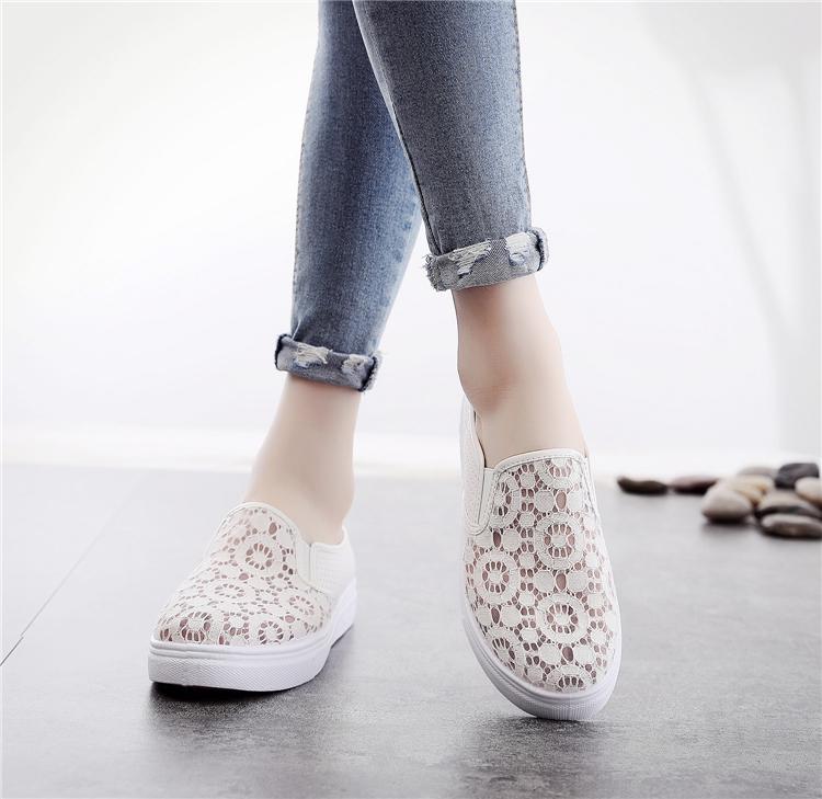 Mesh Hollow White Sneakers Women Summer Shoes Woman Fashion Breathable Platform Slip-On Elegant Ladies Shoes Female