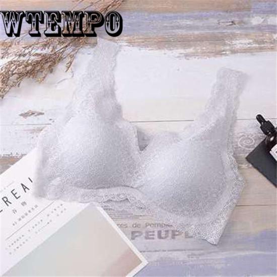 Sexy Lace Steel Ring Gathered Bra Sleep Sports Vest Small Chest Underwear Female Bra Breathable