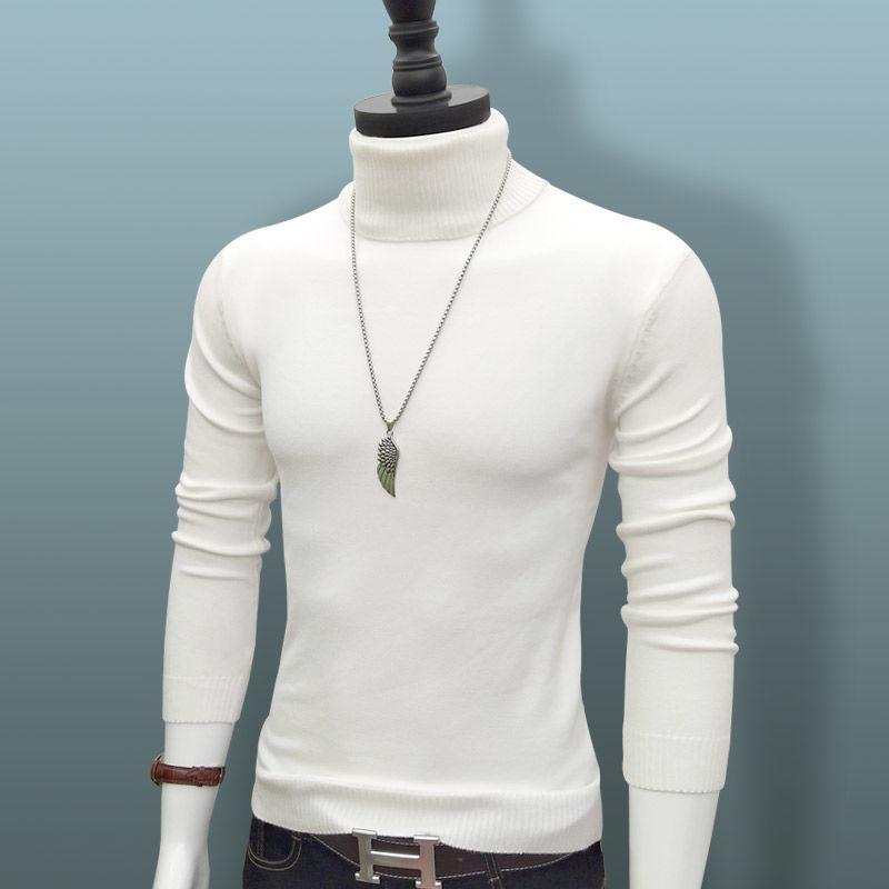 Turtleneck Sweater Men's Thick Autumn and Winter Korean Knit Sweater Thick Warm Bottoming Shirt Slim Shirt Long Sleeves