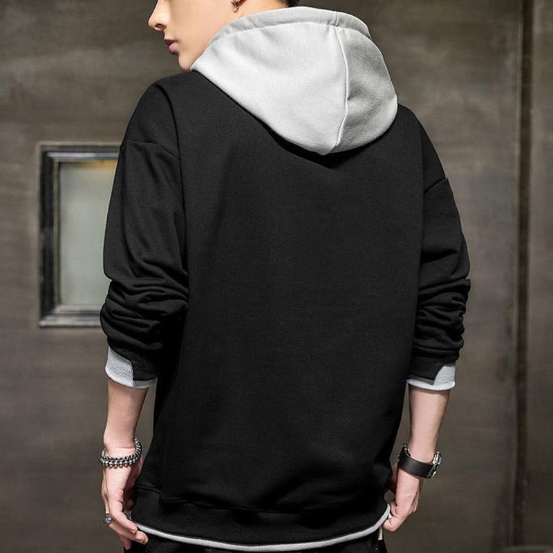 Spring and Autumn Men's Casual Large Size All-match Hooded Solid Color Sweater Men's Loose Top Handsome Bottoming Shirt