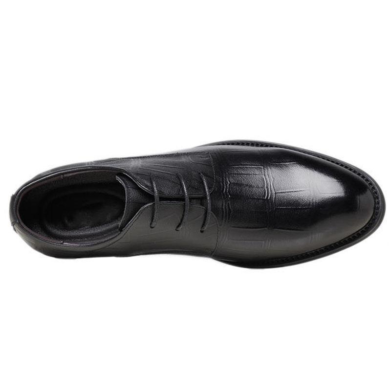 Men's Shoes Alligator British Pointed Men's Shoes Personality Heightening Shoes Printed Black Business Dress Shoes for Men