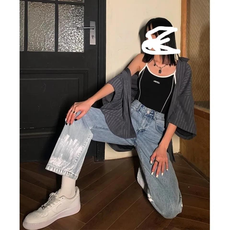 Retro Design Straight Jeans Women's High Waist and Thin 2022 New Loose Drape Wide Leg Pants Trend