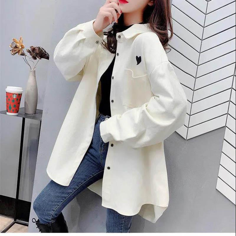 Spring and Autumn Style Shirt Women Long-sleeved Loose Fashion Shirt Mid-length Coat