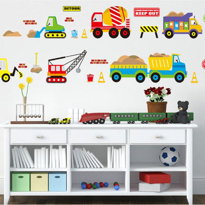 Cartoon toy car children's room removable green wall sticker self- adhesive