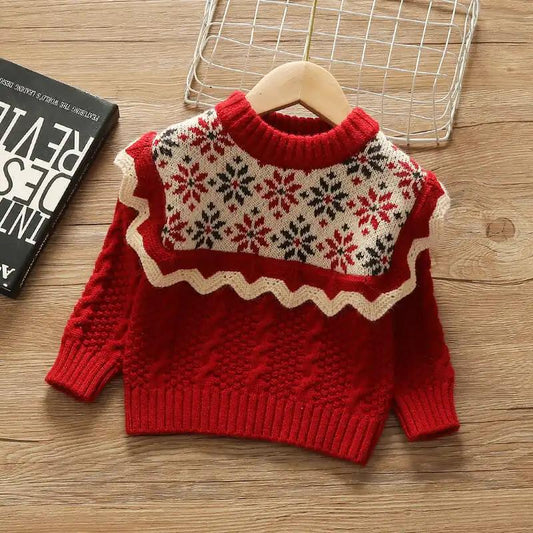 Girls' Sweater Foreign Style Pop Autumn and Winter Clothes Baby Children's Knitted Bottoms Baby Girls' Tops Fashion