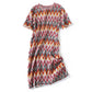 Sweet Colorful Diamond-shaped Dress Women's Round Neck Thin Mid-length Bag Hip Straight Dress Summer Loose Geometric Printing Dress