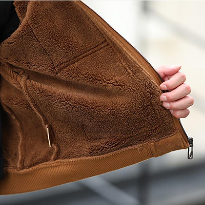 Autumn and Winter Jackets Plus Fur and Plus Velvet Trend All-match Leather Jacket Jacket Men's Lamb Fur Coats