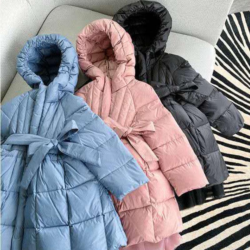 Girls' Cotton-padded Jackets In Winter Medium and Long Models Children's Bright-faced Baby Little Girls Western Style Padded Jacket