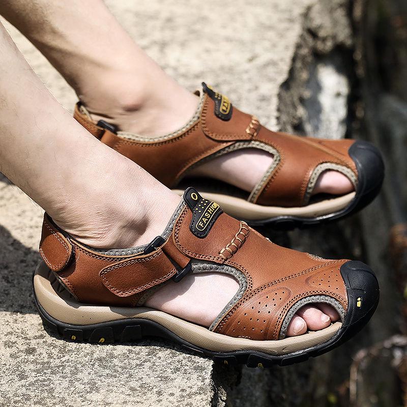 Sandals Leather Men's Shoes Outdoor Beach Shoes Men's First Layer Cowhide Sandals Men's Shoes
