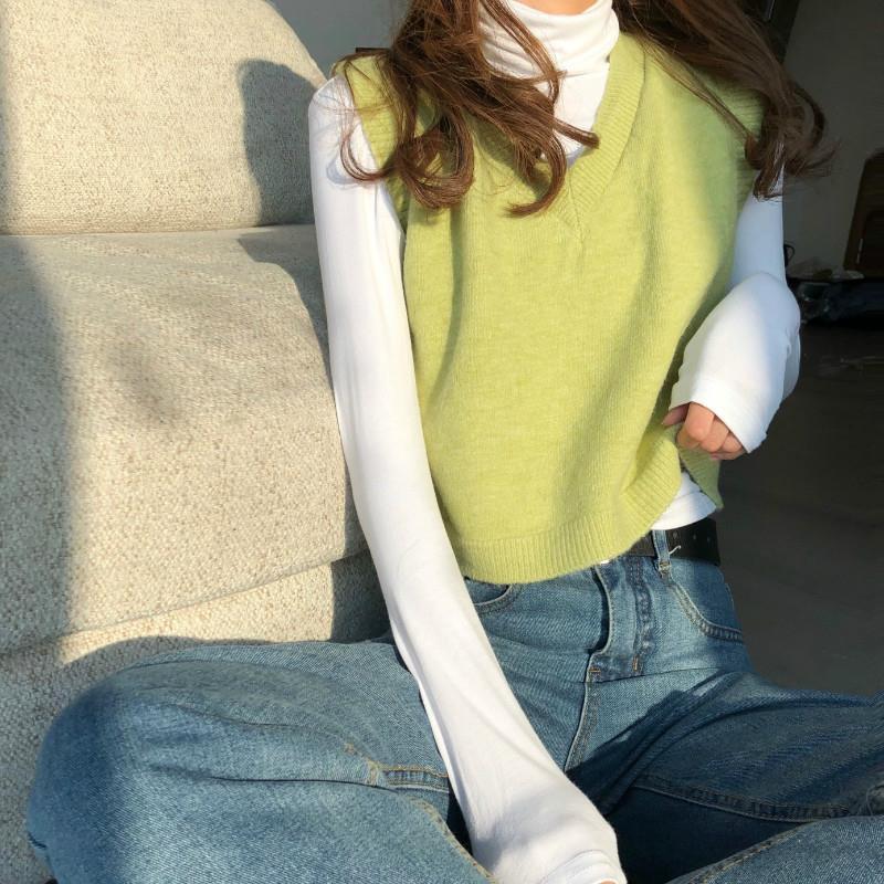 Spring and Autumn Fashion Vest Sweater Waistcoat Short Vest Knitted Simple Female Jacket