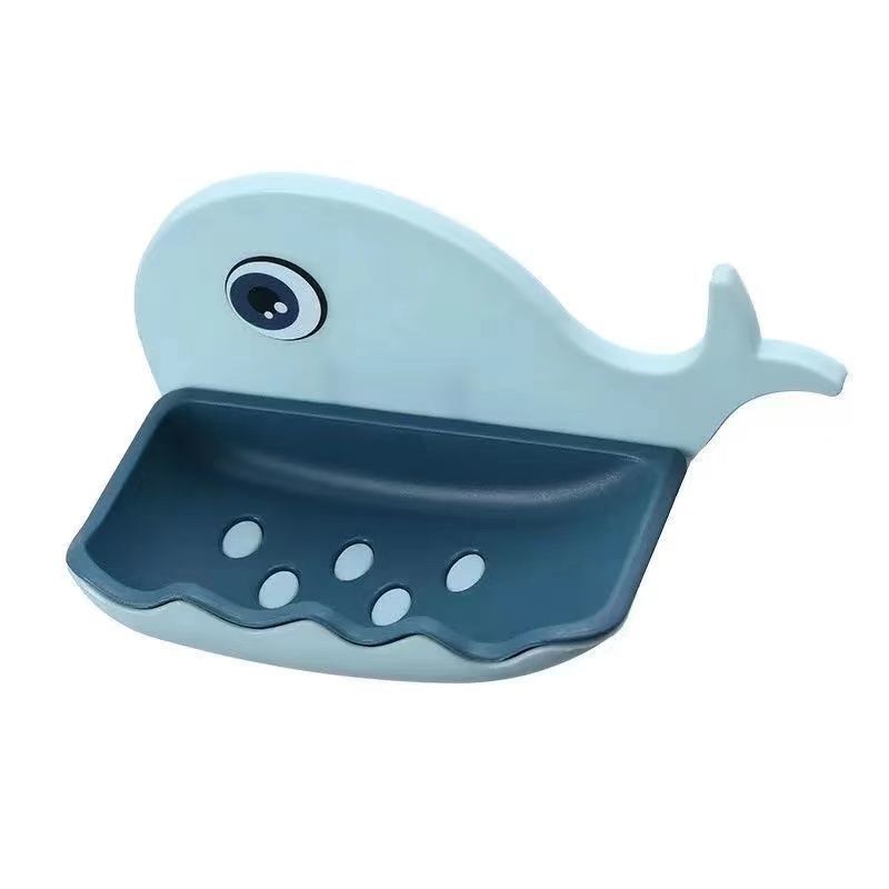 Bathroom Little Whale Soap Box Soap Box Free Perforated Wall-mounted Suction Cup Toilet Rack Drain Household