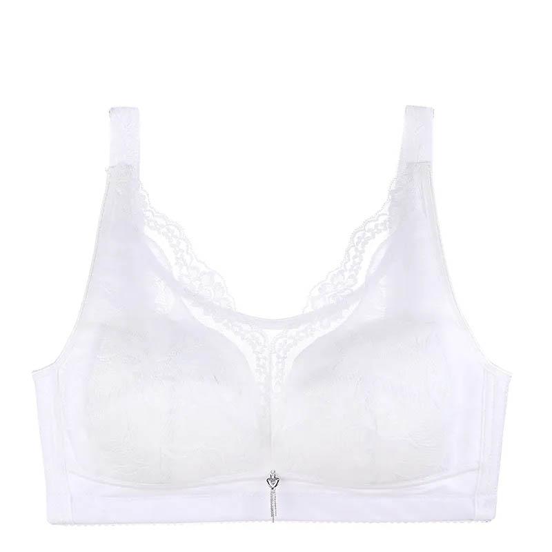 Ladies No Steel Ring Full Cup Large Size Gathering Side Breasts Ultra-thin Summer Comfortable Breathable Skin-Friendly Sweat-absorbing Bra