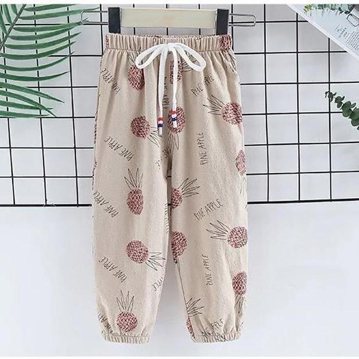 Children's Mosquito Pants Summer Thin Boys and Girls Printed Pineapple Geometry Pattern Trousers Casual Pants Leggings