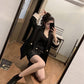 Korean Version   Pink Small Suit Jacket Women's Double-breasted Loose Casual Suit Spring  Autumn