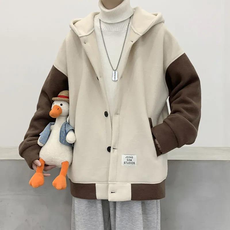Plus Fleece Sweater Men's Trend Hooded Cardigan Fashion Jacket Thick Top Clothes Loose Warm Autumn and Winter Models