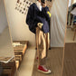 Pofulove Autumn Winter V-neck Pullover Sweater Schoolgirl Loose Base Warm Sweater Coat Apricot