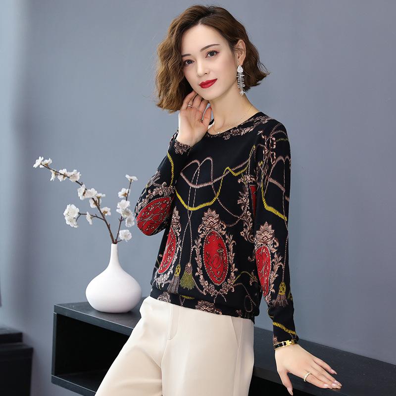 Women Printed Sweater Long Sleeve O-Neck Knitted Pullover Sweater Fashion Loose Jumper Tops Plus Size Knitwear Outwear