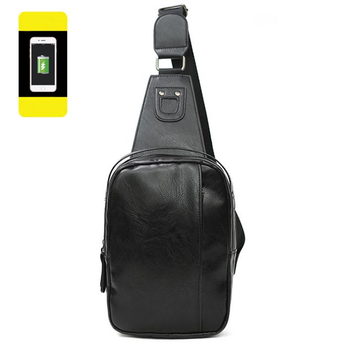 Chest Bag Men's Pu Leather Large-capacity Pockets Outdoor Riding Sports Messenger IPAD Package