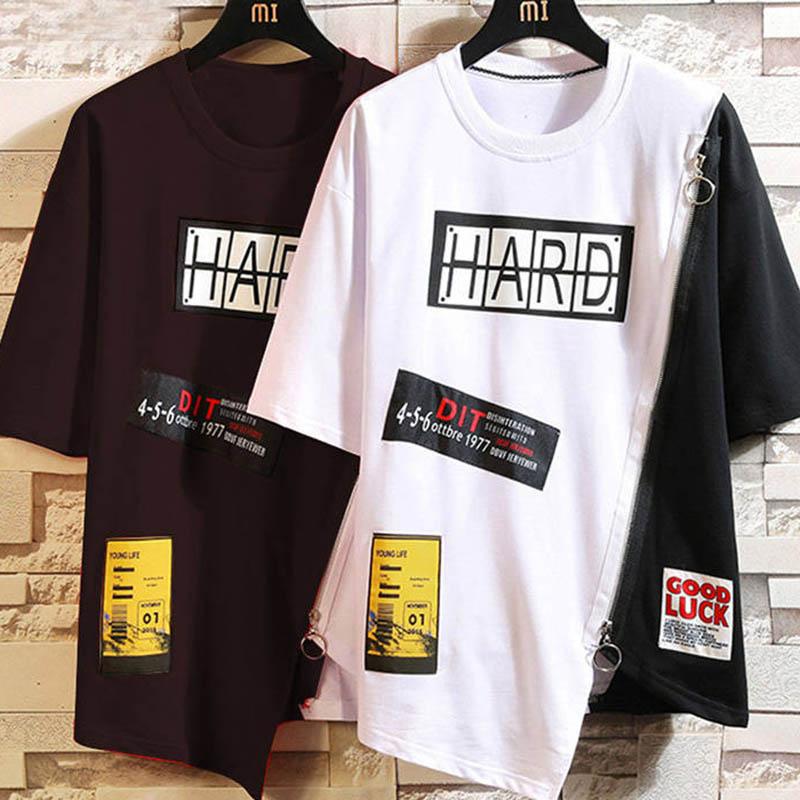 Men's Summer Stitching Short-sleeved T-shirt Male Student Korean Version Loose Five-point Sleeve Hip-hop Half-sleeve Male