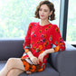 Mid-length Autumn and Winter Women's Printed Sweater Round Neck Casual Sweater Fashion Casual Long Sweater