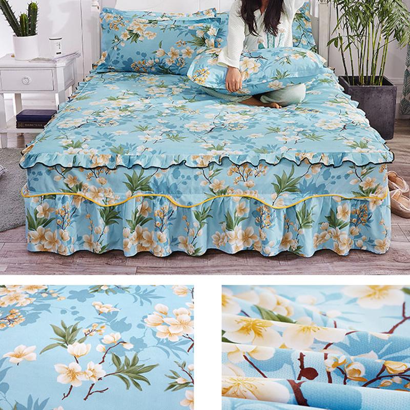 Non-slip Mattress Protection Cover Skin-friendly Bed Cover Bedroom Twill Bed Skirt Bedspread