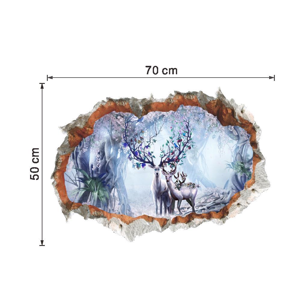 Forest Deer 3d Wall Stickers Autumn Winter Scenery Poster Animals Wall Stickers For Kids Rooms Bedro
