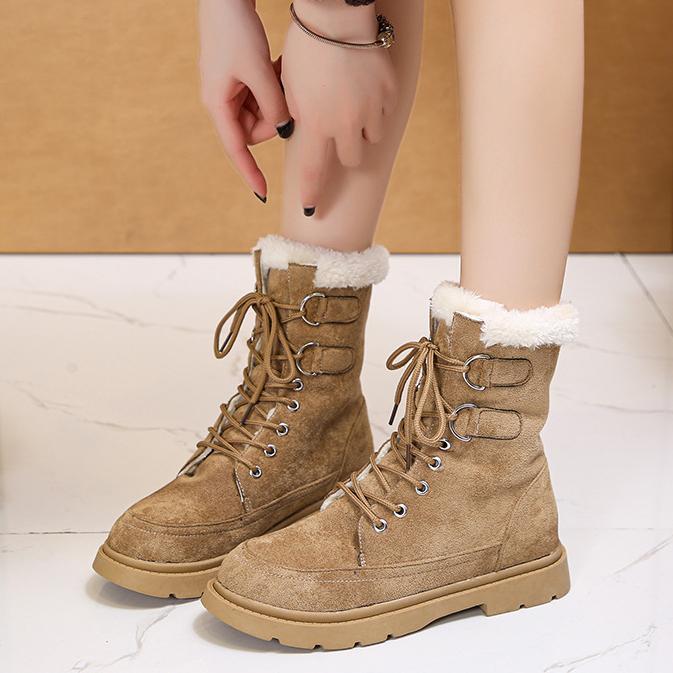 Woman Boots Winter Shoes Fur Boots Black Snow Boots Plush Warm Suede Ankle Booties Flat Shoes Women Boots Fashion Designer