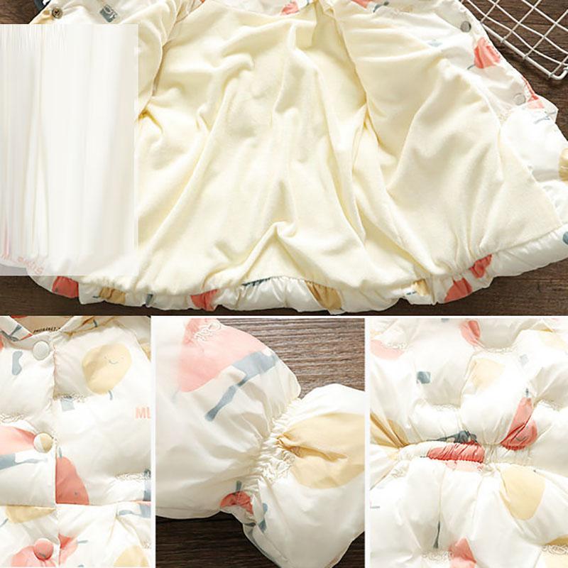 Plus Velvet Autumn and Winter Children's Padded Jacket Girls Hooded Padded Jacket 0-4 Years Old Warm Cotton Jacket Down Jacket
