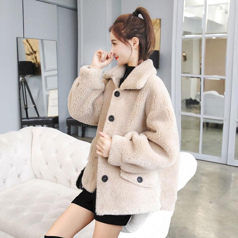 Lamb Plush Jacket Autumn and Winter Women's Fur One Thick Warm Jacket Women Loose Short Top
