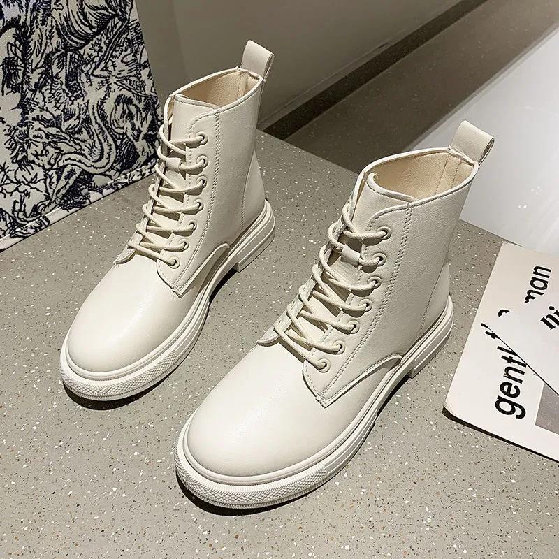 Martin Boots Female British Style 2021 Spring and Autumn New Lace-up All-match Single Boots Retro Flat-bottomed Motorcycle Short Boots