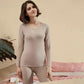 Autumn Clothes O-neck Tops Pants Women Winter Thermal Underwear Tight Suit Thicken Windproof Comfortable Soft Lining Long Sleeve High Elasticity Slim