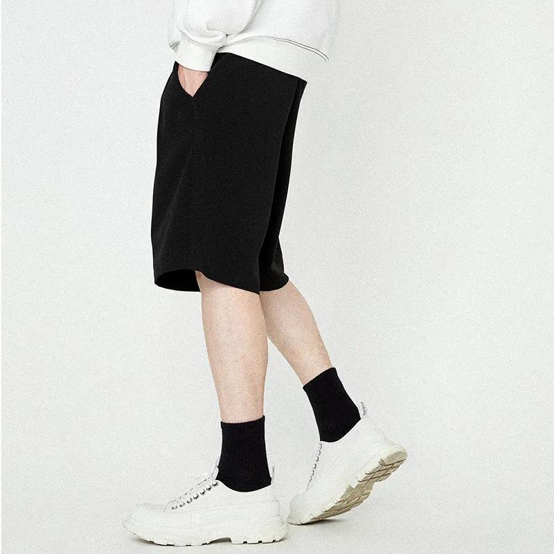 Pure Cotton Sports Shorts Men's Pure Black and White Summer Casual Five-point Pants Loose Wild Shorts