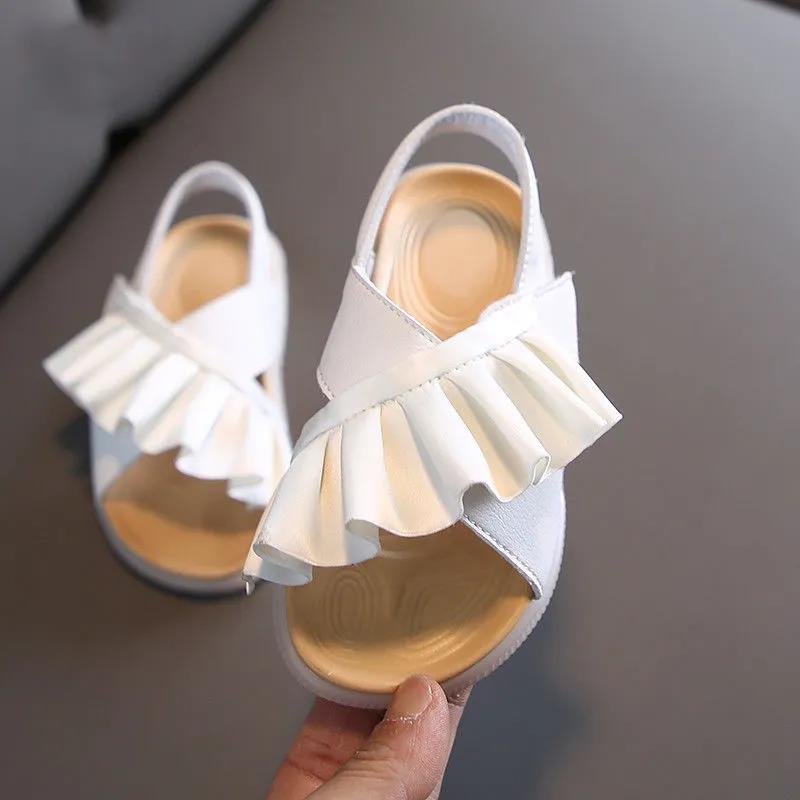 Summer Children's Sandals Leather Ruffles Toddler Kids Shoes Cute Baby Shoes Soft Princess Girls Sandals