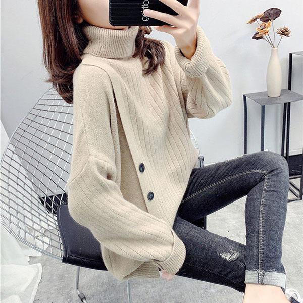 Sweater Turtleneck Plus Size Women's Fat Mm Loose and Thin Knitted Top