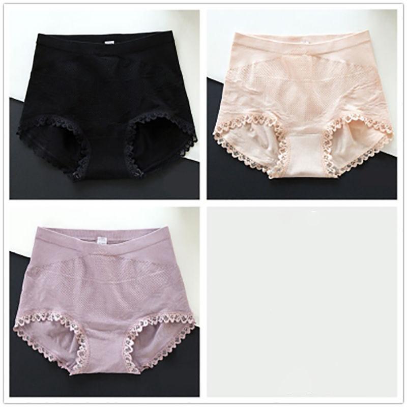 3 Packs of Antibacterial Sexy Women's Panties Japanese Mid-waist Briefs with Cotton Crotch Body Sculpting Buttocks Beautifying Trousers