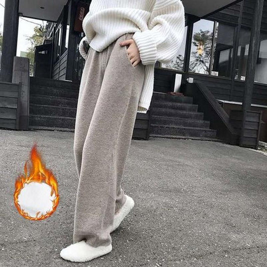 Autumn and Winter New Pregnant Women's Pants, Wide-leg Pants, Women's Loose Drape Plus Velvet Thickened Mopping Pants, Tide Mom Belly Lift Pants