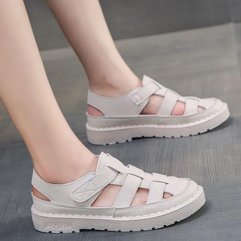 Summer Women's Sandals Fashion Outer Wear Baotou Hole Shoes Hollow Women's Shoes Beef Tendon Soft Bottom Beach Shoes Women