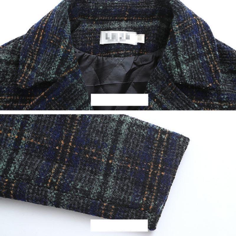 Cotton Woolen Plaid Coat Women's Mid-length Spring Loose Woolen Coat