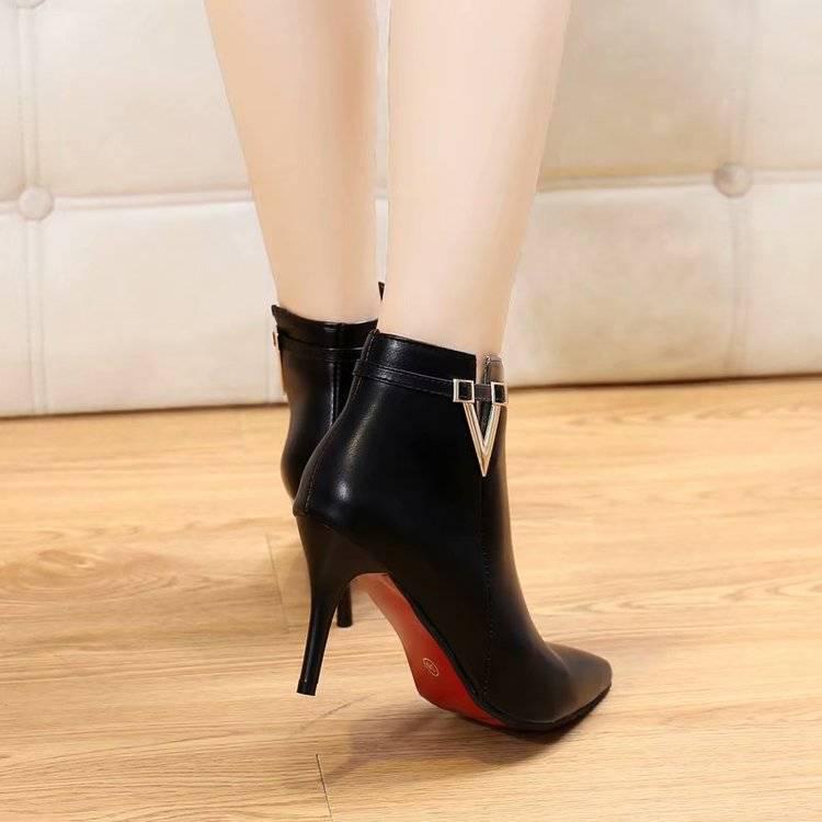 Women Shoes Genuine Leather Pure Handmade Ankle Boots High-heeled Pointed Shoes Autumn Winter Boots