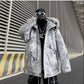 Winter Mid-length Down Jacket Thickened Warmth Tie-dye Jacket Suitable for Young Men or Students